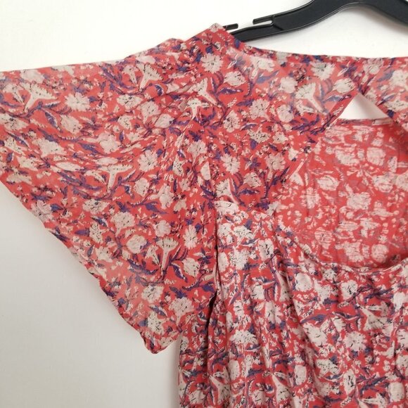 Lucky Brand Woven Mix Print Flutter Sleeve Top 1X - Picture 10 of 16